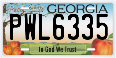 GA license plate PWL6335