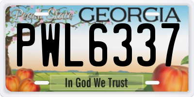GA license plate PWL6337