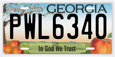 GA license plate PWL6340