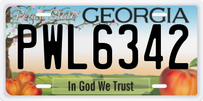 GA license plate PWL6342