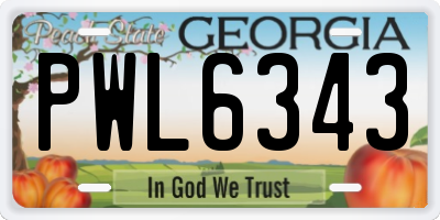 GA license plate PWL6343