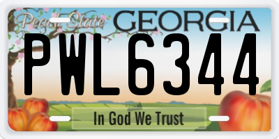 GA license plate PWL6344