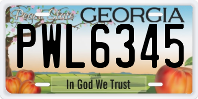 GA license plate PWL6345