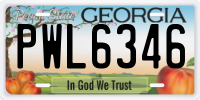 GA license plate PWL6346
