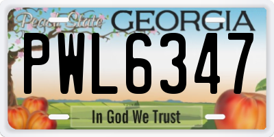 GA license plate PWL6347