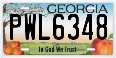 GA license plate PWL6348