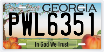 GA license plate PWL6351
