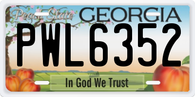 GA license plate PWL6352