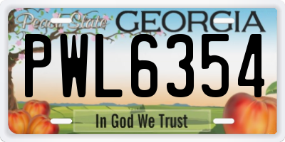 GA license plate PWL6354