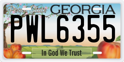 GA license plate PWL6355