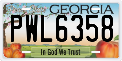 GA license plate PWL6358