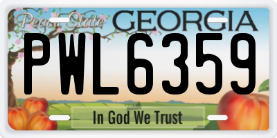GA license plate PWL6359