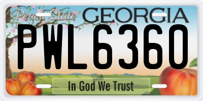 GA license plate PWL6360