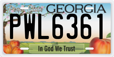 GA license plate PWL6361
