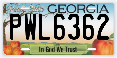 GA license plate PWL6362