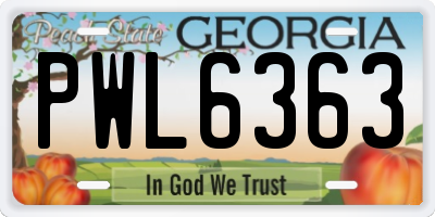 GA license plate PWL6363