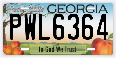 GA license plate PWL6364