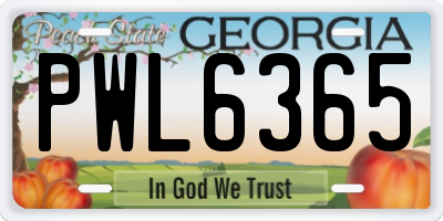 GA license plate PWL6365