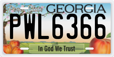 GA license plate PWL6366