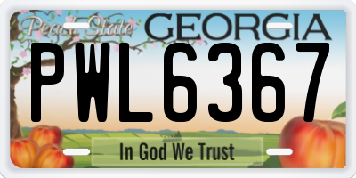 GA license plate PWL6367