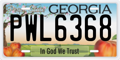 GA license plate PWL6368