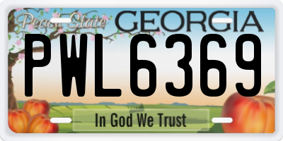 GA license plate PWL6369
