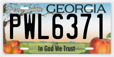 GA license plate PWL6371
