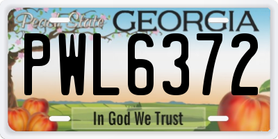 GA license plate PWL6372