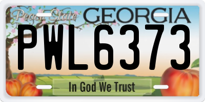 GA license plate PWL6373