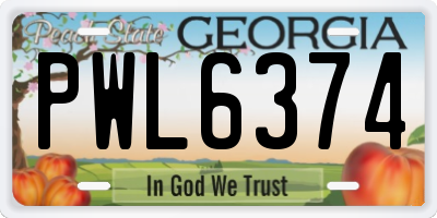 GA license plate PWL6374