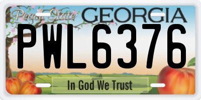 GA license plate PWL6376