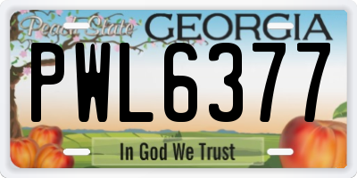 GA license plate PWL6377