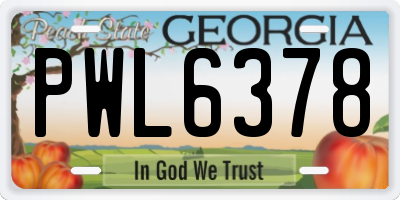 GA license plate PWL6378