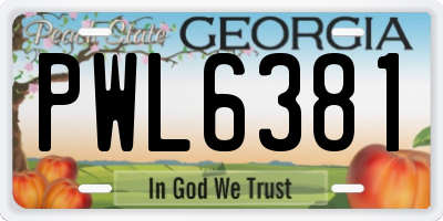 GA license plate PWL6381