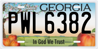 GA license plate PWL6382