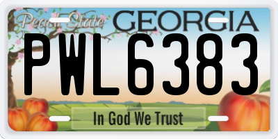 GA license plate PWL6383