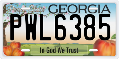GA license plate PWL6385