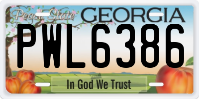 GA license plate PWL6386