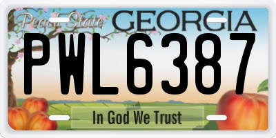 GA license plate PWL6387