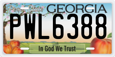 GA license plate PWL6388