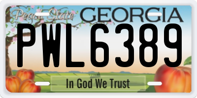 GA license plate PWL6389