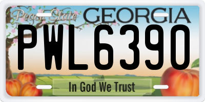GA license plate PWL6390