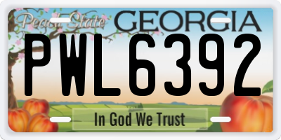 GA license plate PWL6392