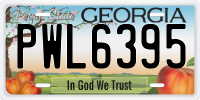 GA license plate PWL6395