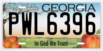 GA license plate PWL6396