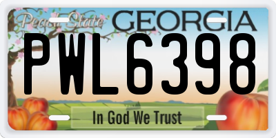 GA license plate PWL6398