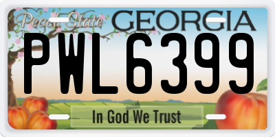 GA license plate PWL6399