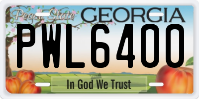 GA license plate PWL6400
