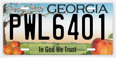 GA license plate PWL6401