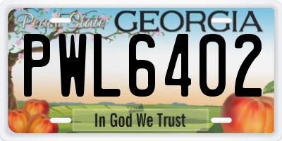 GA license plate PWL6402